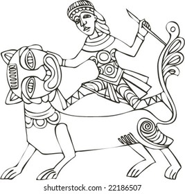 Vector of Artistic Animal Pattern from Ancient European Myth Fresco
