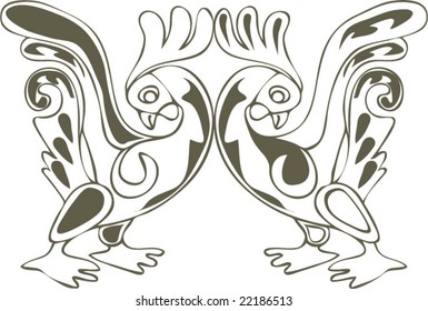 Vector of Artistic Animal Pattern from Ancient European Myth Fresco