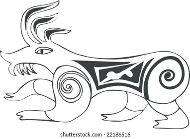 Vector of Artistic Animal Pattern from Ancient European Myth Fresco