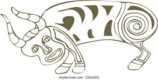 Vector of Artistic Animal Pattern from Ancient European Myth Fresco