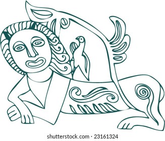 Vector of Artistic Animal Pattern from Ancient European Myth Fresco