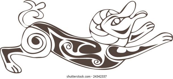 Vector of Artistic Animal Pattern from Ancient European Myth Fresco