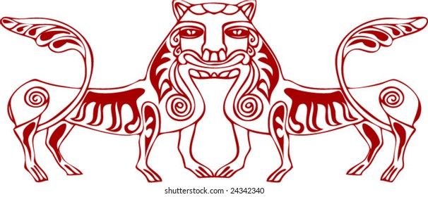 Vector of Artistic Animal Pattern from Ancient European Myth Fresco