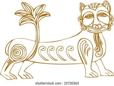 Vector of Artistic Animal Pattern from Ancient European Myth Fresco