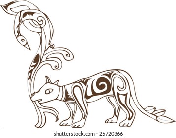 Vector of Artistic Animal Pattern from Ancient European Myth Fresco