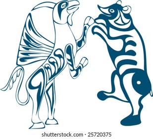 Vector of Artistic Animal Pattern from Ancient European Myth Fresco