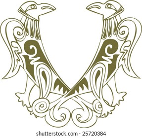 Vector of Artistic Animal Pattern from Ancient European Myth Fresco
