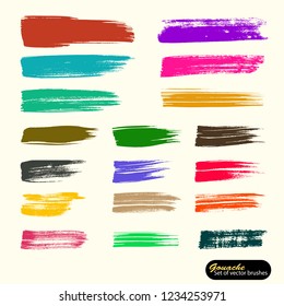 Vector artistic backdrop. Colored paint, acrylic brush, gouashe brush stroke, line or texture. Colorful vintage design elements. Hand drawn brushstrokes and painted stains. Saved palette file brushes.
