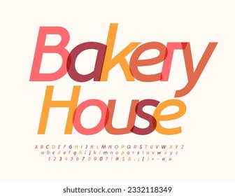 Vector artistic badge Bakery House. Modern Watercolor Font. Bright Alphabet Letters and Numbers