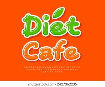 Vektor künstlerisches Banner Diät Cafe. Helle kreative Schriftart. Funny Glossy Alphabet Buchstaben und Zahlen gesetzt.