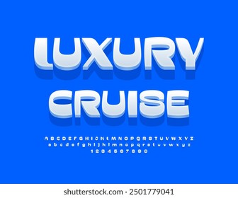 Vector Anuncio artístico Crucero de lujo. Elegante fuente blanca. Elegante conjunto de letras y números de alfabeto 3D.