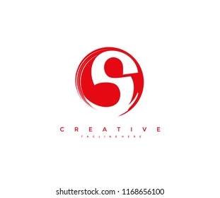 Vector Artistic Beautiful Decorative Letter S Circle Strokes Logo