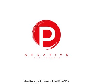 Vector Artistic Beautiful Decorative Letter P Circle Strokes Logo