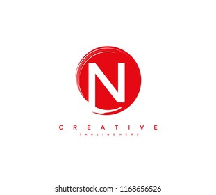 Vector Artistic Beautiful Decorative Letter N Circle Strokes Logo