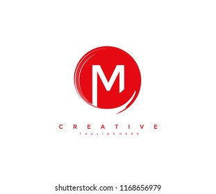 Vector Artistic Beautiful Decorative Letter M Circle Strokes Logo