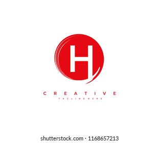 Vector Artistic Beautiful Decorative Letter H Circle Strokes Logo