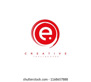 Vector Artistic Beautiful Decorative Letter E Circle Strokes Logo