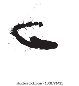 Vector artistic black paint hand made creative wet dirty ink or oil drop spots silhouette isolated on white background, metaphor to art, grunge or grungy, decoration, education abstract symbol design
