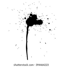 Vector artístico pintura negra mano hecho creativo tinta sucia húmeda o manchas de aceite silueta aislada en fondo blanco, metáfora al arte, grunge o grungo, decoración, educación diseño de símbolos abstracto