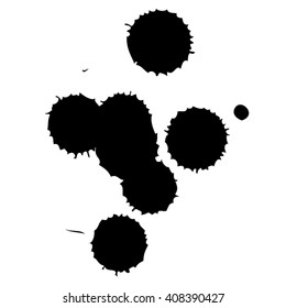 Vector artístico pintura negra mano hecho creativo tinta sucia húmeda o manchas de aceite silueta aislada en fondo blanco, metáfora al arte, grunge o grungo, decoración, educación diseño de símbolos abstracto
