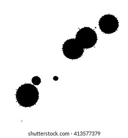 Vector artistic black paint hand made creative wet dirty ink or oil drop spots silhouette isolated on white background