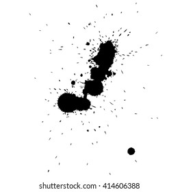 Vector artistic black paint hand made creative wet dirty ink or oil drop spots silhouette isolated on white background, metaphor to art, grunge or grungy, decoration, education abstract symbol design