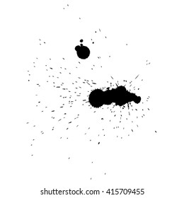 Vector artistic black paint hand made creative wet dirty ink or oil drop spots silhouette isolated on white background, metaphor to art, grunge or grungy, decoration, education abstract symbol design