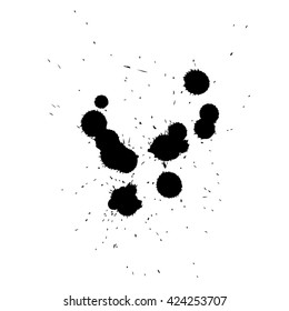 Vector artístico pintura negra mano hecho creativo tinta sucia húmeda o manchas de aceite silueta aislada en fondo blanco, metáfora al arte, grunge o grungo, decoración, educación diseño de símbolos abstracto