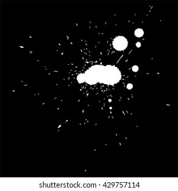 Vector artistic black paint hand made creative wet dirty ink or oil drop spots silhouette isolated on white background, metaphor to art, grunge or grungy, decoration, education abstract symbol design