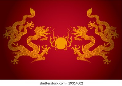 Vector of Artistic Chinese Dragon Pattern, for background design etc.