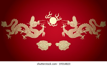 Vector of Artistic Chinese Dragon Pattern, for background design etc.