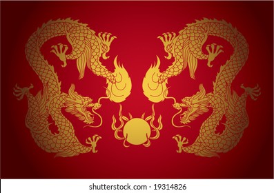 Vector of Artistic Chinese Dragon Pattern, for background design etc.