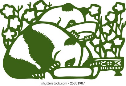 Vector of Artistic Chinese Panda Pattern