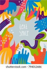 Vector artistic colorful hand drawn poster, flyer, background, card with text space. Art brochure