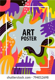 Vector artistic colorful hand drawn poster, flyer, background, card with text space. Art brochure