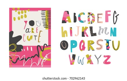 Vector Artistic and Creative Alphabet. Typeface. Font. Isolated. EPS 10.