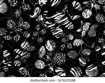 Vector artistic creative animal textures  mixed  /Seamless wild leopard safari skin pattern. Mix of Tiger skin, jaguar skin, leopard print.