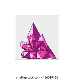 Vector artistic crystal polygonal backdrop. Art color geometric shape isolated on white background. Flat style design illustration.
