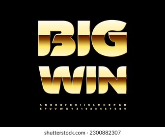 Vector artistic Emblem Big Win. Luxury Golden Font. Chic Alphabet Letters and Numbers