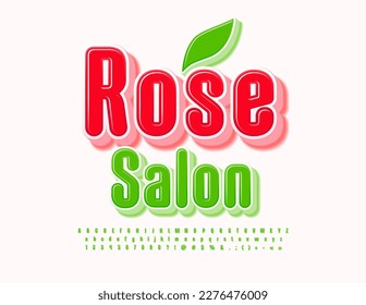 Vector artistic Emblem Rose Salon. Bright Creative Font. Modern Alphabet Letters and Numbers set