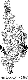 Vector Artistic Floral Pattern Tattoo