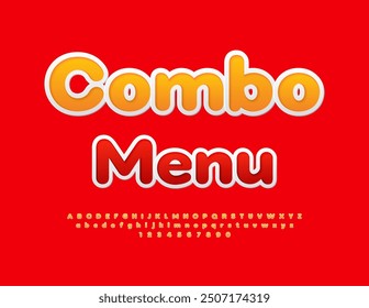 Vector artistic flyer Combo Menu. Sticker style Font. Artistic Alphabet Letters and Numbers set.