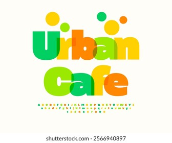 Vector artistic flyer Urban Cafe. Watercolor Children Font. Bright set of Alphabet Letters and Numbers