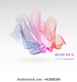 Vector artistic fractal ribbon design. Moving rainbow abstract background for poster, flayer, banner, cover, business card, presentation, Illustration. Abstract fractal concept.