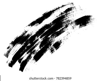 Vektorkünstlerische Frische und schwarze Farbe, Tinte oder Acryl, handgefertigte kreative Pinselstrich-Hintergrund einzeln auf weiß als farbiger oder grungy-Art Spray-Effekt, abstrakte Bildabstrakte Elemente, dunkler Rahmen-Design