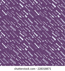 Vector artistic hand drawn arrows seamless set, trendy colors vector background illustration