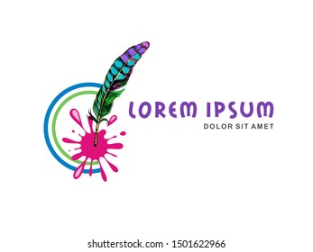 Vector artistic icon of ink brush indicating graphic and creative arts 