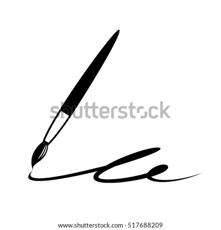 Vector artistic icon of ink brush indicating graphic and creative arts portfolio
