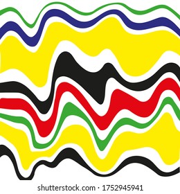 Vector artistic illustration. Abstract colorful curvy lines on white background.