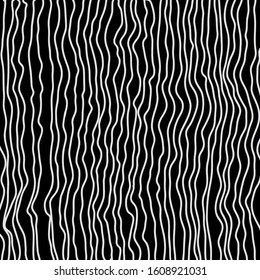 Vector artistic illustration. Abstract white curvy lines on black background.
